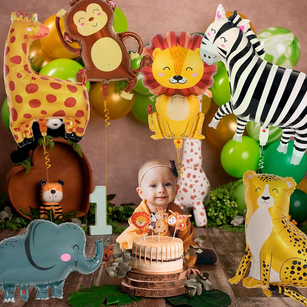 6Pcs Jungle Wild Animal Foil B - đánh giá và giá Wedding Zoo